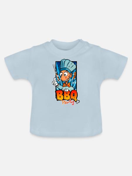 Grillparty - Baby Bio-T-Shirt mit Rundhals - Hellblau