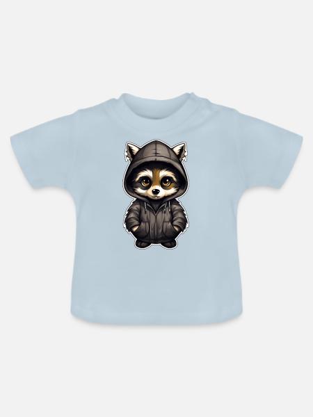 Cooler Waschbär in Freizeitkleidung - Baby Bio-T-Shirt mit Rundhals - Hellblau