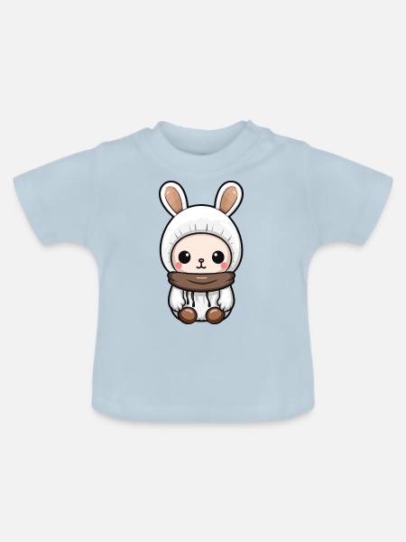 Hase Winter Comic - Baby Bio-T-Shirt mit Rundhals - Hellblau