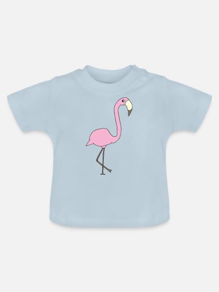 flamingo rosa - Baby Bio-T-Shirt mit Rundhals - Hellblau