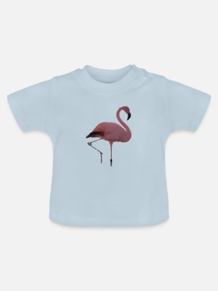 Flamingo rosa pink Geschenkidee - Baby Bio-T-Shirt mit Rundhals - Hellblau