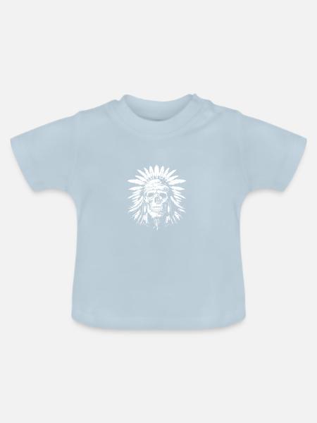 Häuptling Totenkopf - Baby Bio-T-Shirt mit Rundhals - Hellblau