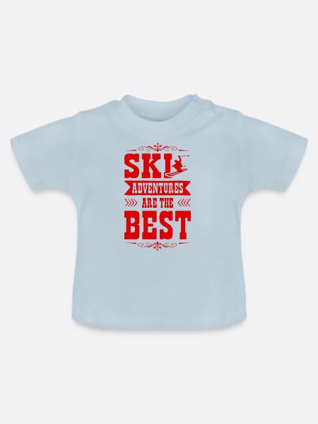 Ski Adventures - Baby Bio-T-Shirt mit Rundhals - Hellblau