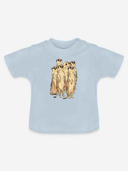 Erdmännchen / Meerkat Design - Baby Bio-T-Shirt mit Rundhals - Hellblau