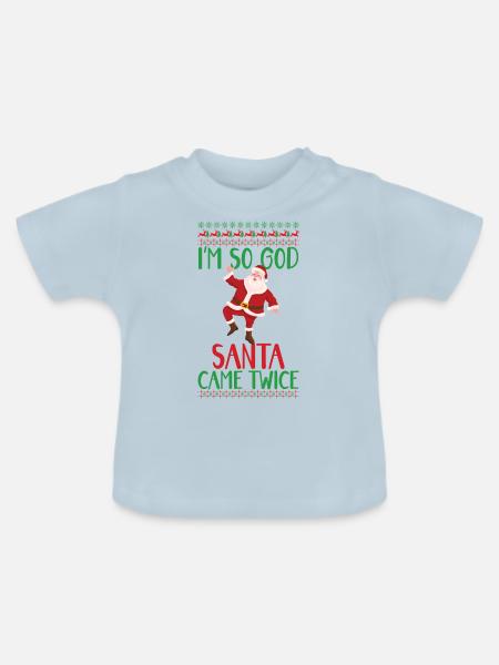 Lustiges Weihnachtsdesign - Baby Bio-T-Shirt mit Rundhals - Hellblau