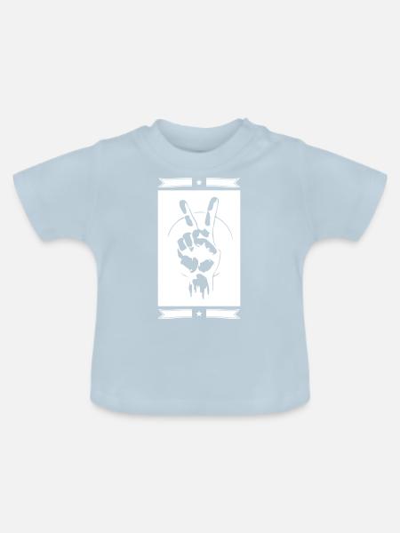 Frieden Hand Zeichen Peace - Baby Bio-T-Shirt mit Rundhals - Hellblau
