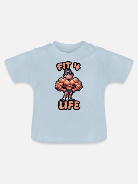 bodybuilder cool - Baby Bio-T-Shirt mit Rundhals - Hellblau
