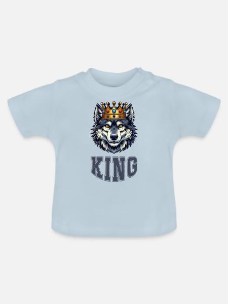 wolf king - Baby Bio-T-Shirt mit Rundhals - Hellblau
