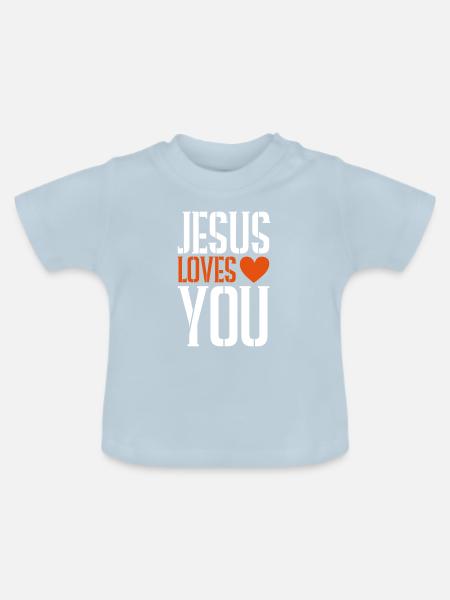 Jesus liebt dich herz - Baby Bio-T-Shirt mit Rundhals - Hellblau