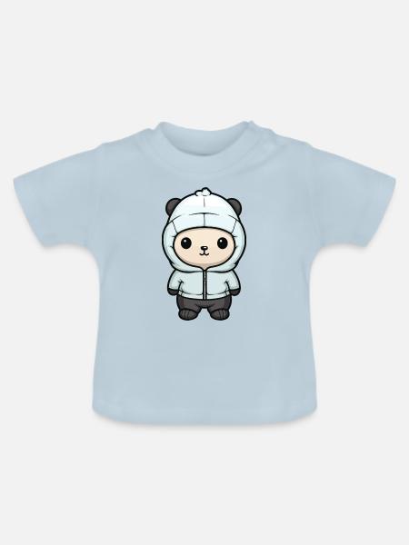 Eisbär Winter Bär Comic Niedlich - Baby Bio-T-Shirt mit Rundhals - Hellblau