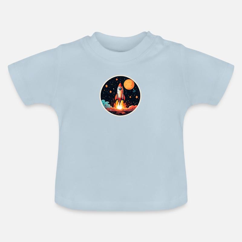 Fusée spatiale - T-shirt bio col rond Bébé - bleu clair