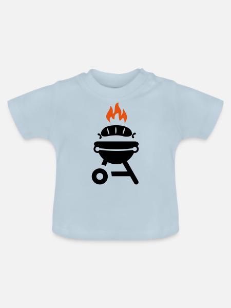 Grill mit Wurst - Baby Bio-T-Shirt mit Rundhals - Hellblau