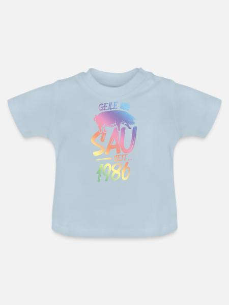 1986 Geile Sau - Baby Bio-T-Shirt mit Rundhals - Hellblau