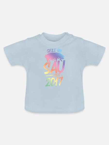 2017 Geile Sau - Baby Bio-T-Shirt mit Rundhals - Hellblau