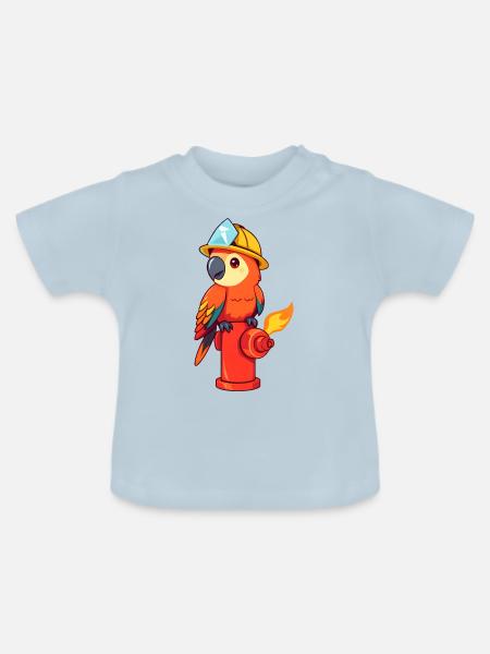 Fröhlicher Bauheld mit Edelsteinschatz - Baby Bio-T-Shirt mit Rundhals - Hellblau