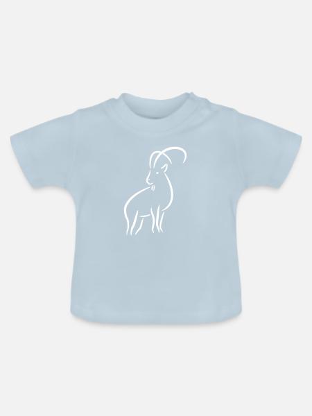 Steinbock Strichzeichnung - Baby Bio-T-Shirt mit Rundhals - Hellblau