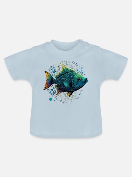 Fisch mit offenem Maul - Baby Bio-T-Shirt mit Rundhals - Hellblau