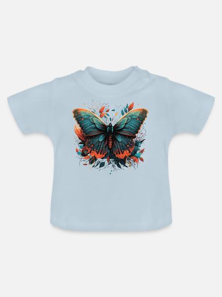Lebhafter Schmetterling - Baby Bio-T-Shirt mit Rundhals - Hellblau
