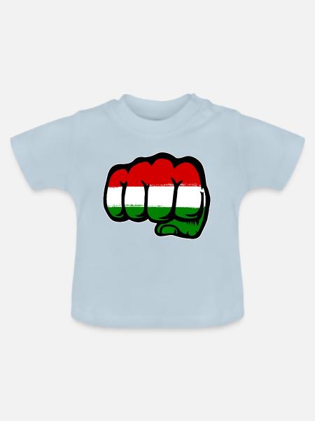 Ungarn Flagge Hand Faust - Baby Bio-T-Shirt mit Rundhals - Hellblau