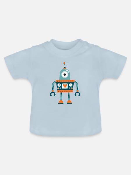 ROBOT02 - Baby Bio-T-Shirt mit Rundhals - Hellblau