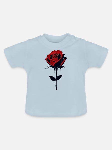 Rote Rose - Baby Bio-T-Shirt mit Rundhals - Hellblau