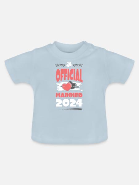 Hochzeit 2024 Herz Married - Baby Bio-T-Shirt mit Rundhals - Hellblau