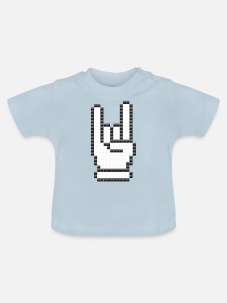 Zeichen der Hörner (Pixelated) - Baby Bio-T-Shirt mit Rundhals - Hellblau
