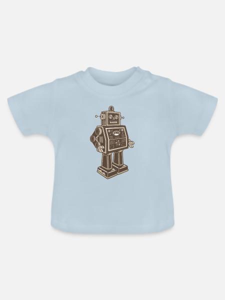 RETRO ROBOTER - Baby Bio-T-Shirt mit Rundhals - Hellblau