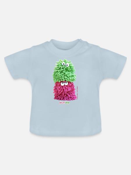 WischMop gestapelt - Baby Bio-T-Shirt mit Rundhals - Hellblau