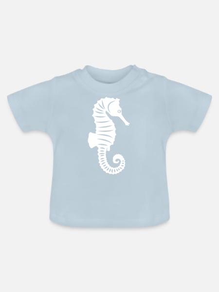 Seepferd tier - Baby Bio-T-Shirt mit Rundhals - Hellblau