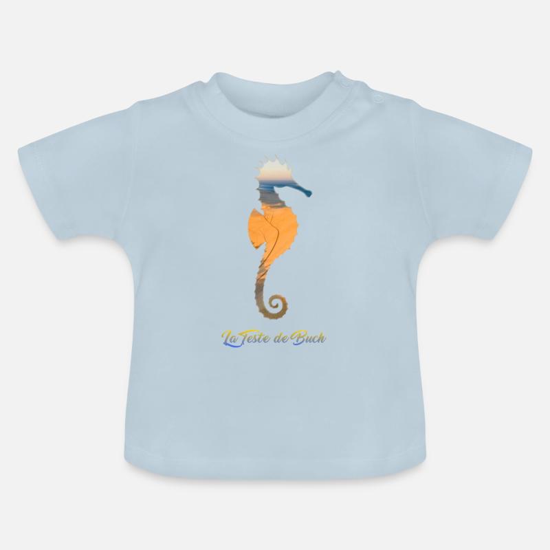 La Teste hippocampe - T-shirt bio col rond Bébé - bleu clair