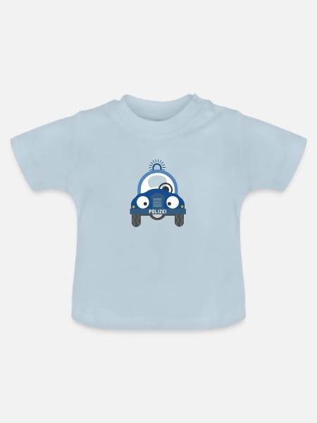 Polizeiauto - Baby Bio-T-Shirt mit Rundhals - Hellblau