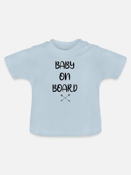 Baby On Board Pfeile - Baby Bio-T-Shirt mit Rundhals - Hellblau