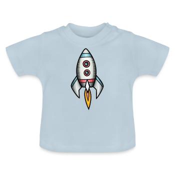 Comic Rakete Kinderbild - Baby Bio-T-Shirt mit Rundhals - Hellblau - Vorne