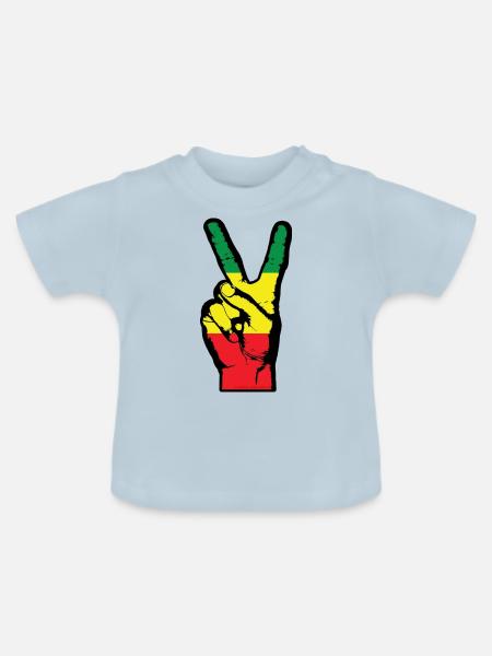 Peace-Finger - Baby Bio-T-Shirt mit Rundhals - Hellblau