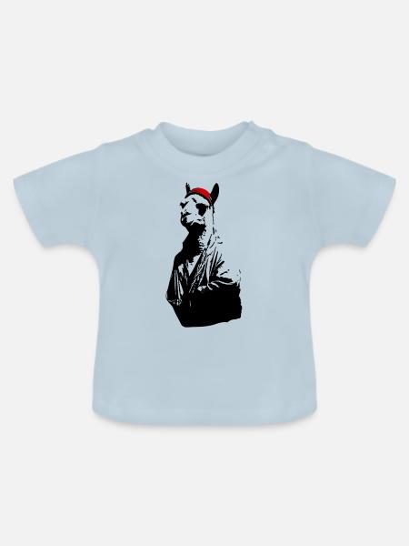 Mütze Lama - Baby Bio-T-Shirt mit Rundhals - Hellblau