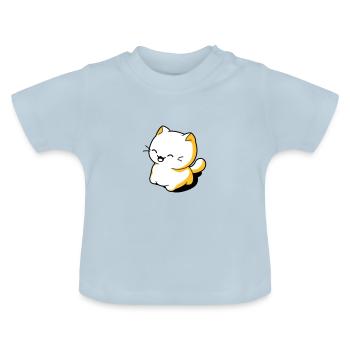 Funny kawaii cat - Baby Organic T-Shirt with Round Neck - light blue - Front