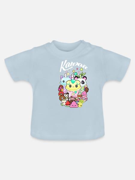 Kawaii - Süssigkeiten - Baby Bio-T-Shirt mit Rundhals - Hellblau