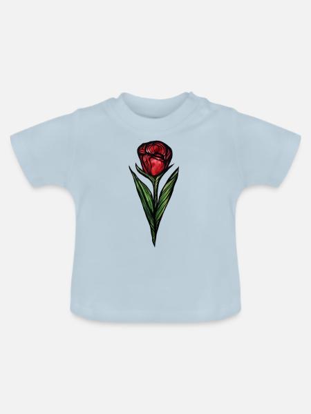 Rose - Baby Bio-T-Shirt mit Rundhals - Hellblau