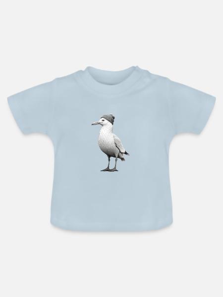 Möwe Mütze Vogel Nordsee Hamburg Kiel Beanie - Baby Bio-T-Shirt mit Rundhals - Hellblau