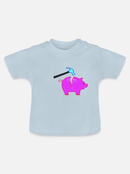 Sparschwein - Baby Bio-T-Shirt mit Rundhals - Hellblau