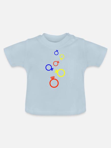 Eheringe Bunt - Baby Bio-T-Shirt mit Rundhals - Hellblau