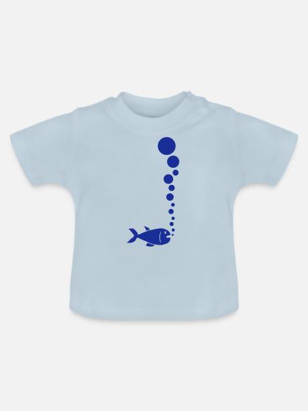 Fish And Bubbles - Baby Bio-T-Shirt mit Rundhals - Hellblau