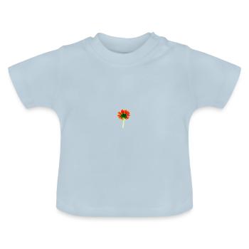 Simple red flower - Baby Organic T-Shirt with Round Neck - light blue - Front