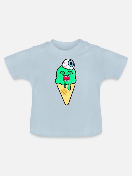 Funky Ice Cream - Baby Bio-T-Shirt mit Rundhals - Hellblau