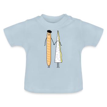 Baguette und Brie - Baby Bio-T-Shirt mit Rundhals - Hellblau - Vorne