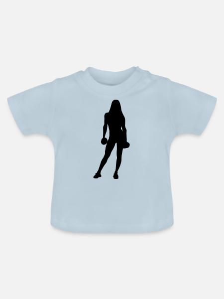 fitness frau silhouette - Baby Bio-T-Shirt mit Rundhals - Hellblau