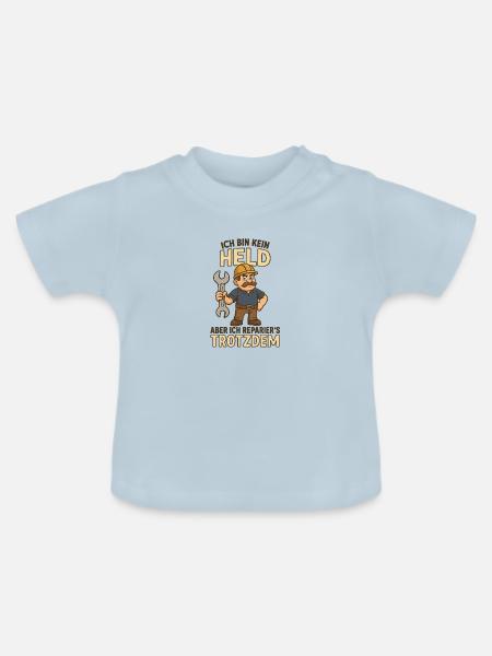 Handwerker mit Humor - Baby Bio-T-Shirt mit Rundhals - Hellblau