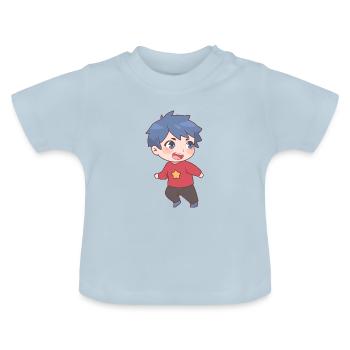 Garçon manga - T-shirt bio col rond Bébé - bleu clair - Devant