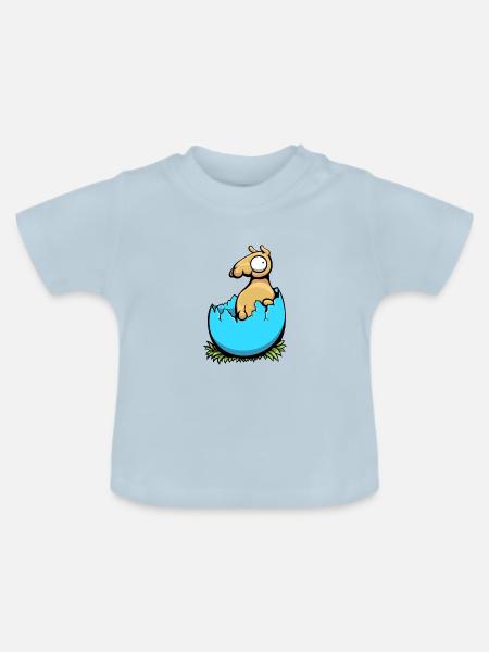 Osterlama - Baby Bio-T-Shirt mit Rundhals - Hellblau
